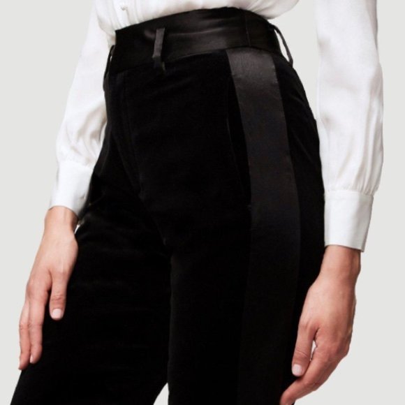 NWT FRAME Velvet Tux Straight-Legs Pants - Picture 2 of 8